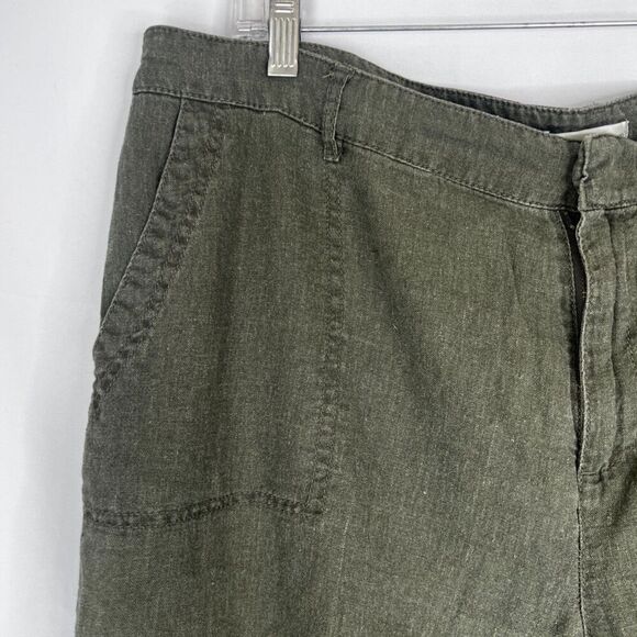 Christopher & Banks Army Green Linen Blend Cropped Casual Pants Size 16 - Picture 3 of 10